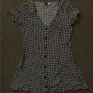 Black and White Checkered Women's Dress